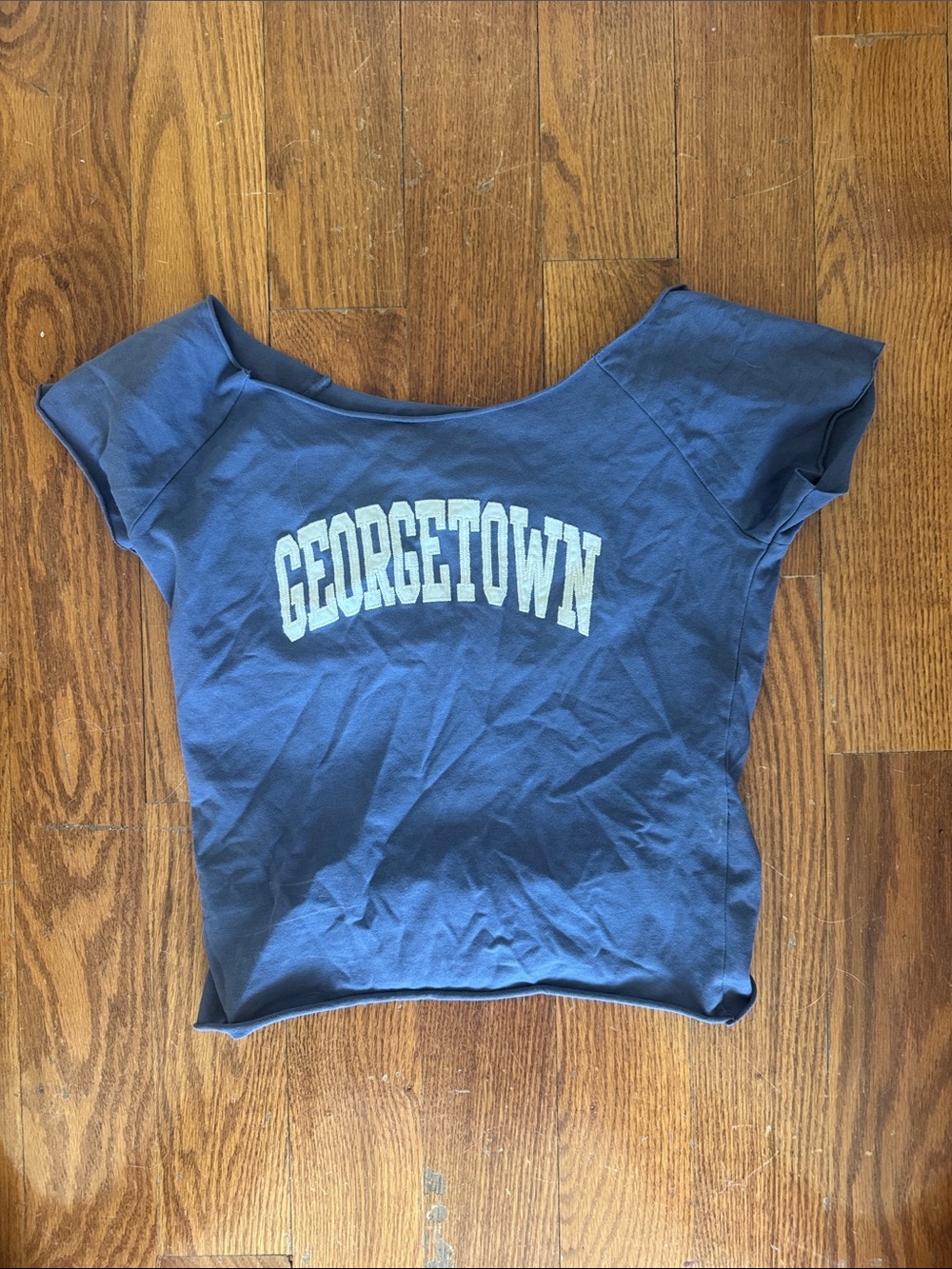 Brandy Georgetown Navy Women's Off-Shoulder Graphic Tee